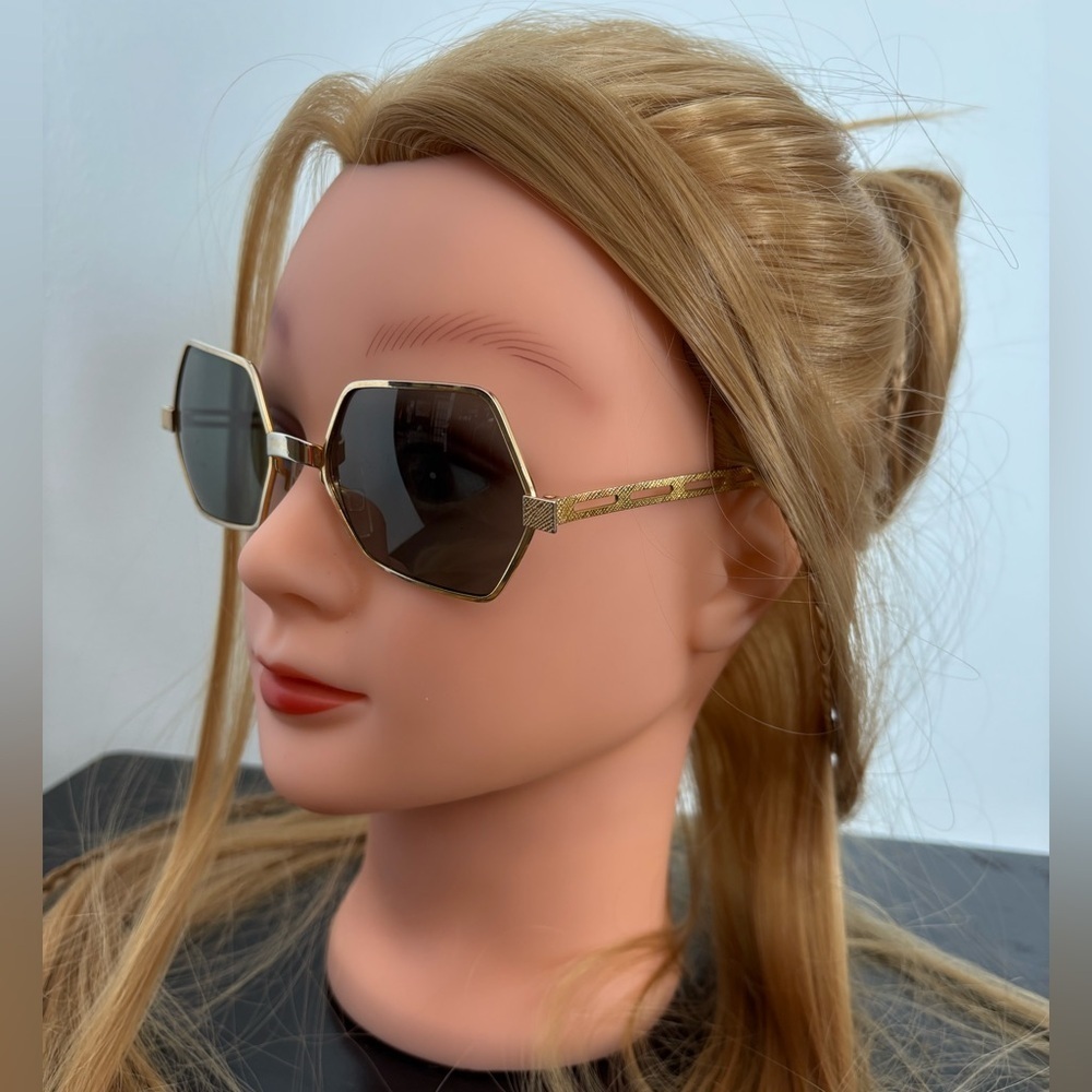 Repair/Parts: Vtg Cool-Ray Polaroid Hexagon Shaped Gold Tone Frame Sunglasses